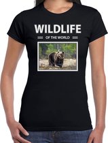 Dieren foto t-shirt Beer - zwart - dames - wildlife of the world - cadeau shirt beren liefhebber XL