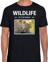Dieren foto t-shirt Luipaard - zwart - heren - wildlife of the world - cadeau shirt Luipaarden liefhebber M