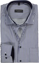 ETERNA comfort fit overhemd - twill heren overhemd - blauw met wit gestreept (contrast) - Strijkvrij - Boordmaat: 43