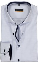ETERNA slim fit overhemd - structuur heren overhemd - lichtblauw met wit (donkerblauw contrast) - Strijkvrij - Boordmaat: 44