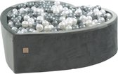 Misioo Hartvormige Ballenbak velvet grijs | Incl.300 ballen | Ballenbak | Ballenbad baby | Hartvormig |  Ballenbak baby | Ballenbak | Luxe ballenbak voor kinderen