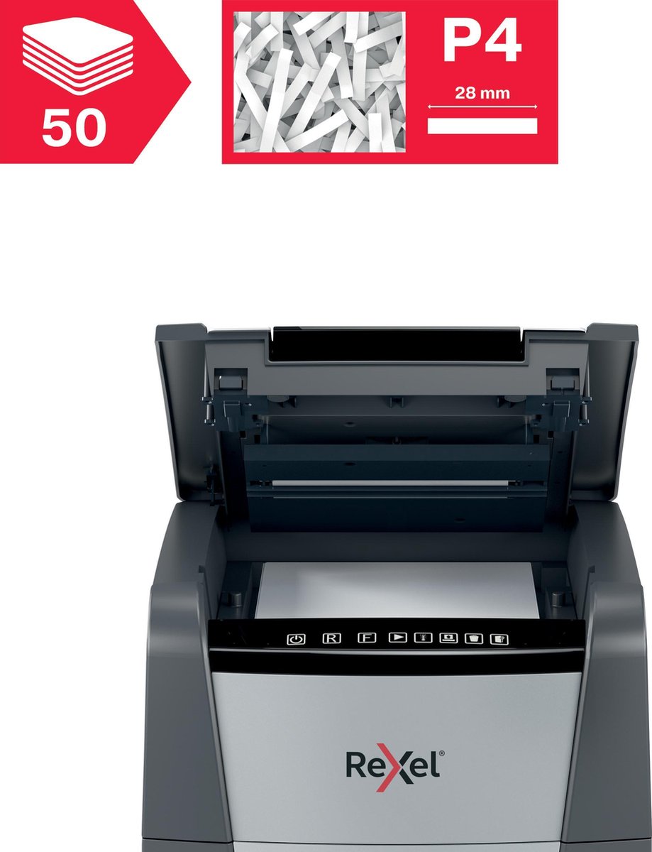 Rexel Optimum AutoFeed+ 50X Fluisterstille Papierversnipperaar thumbnail 4