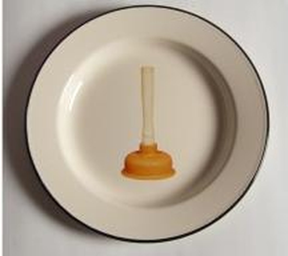 2ST Emaille borden van Seletti met ontstopper 'Toiletpaper' plate