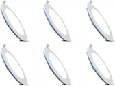 LED Downlight Slim 6 Pack - Inbouw Rond 3W - Dimbaar - Helder/Koud Wit 6000K - Mat Wit Aluminium - Ø90mm