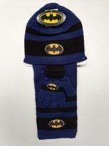 Batman 3-Delig Winterset Jongen Handschoenen -Muts-Sjaal Blauw-Zwart 3-7 Jaar
