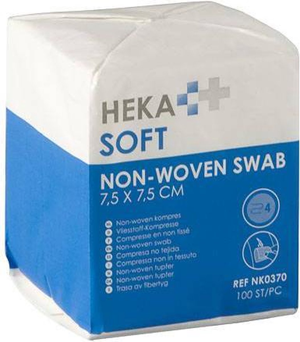 Goedkoopste HEKA soft non-woven kompres 7,5 x 7,5 cm niet steriel - 4 lagen