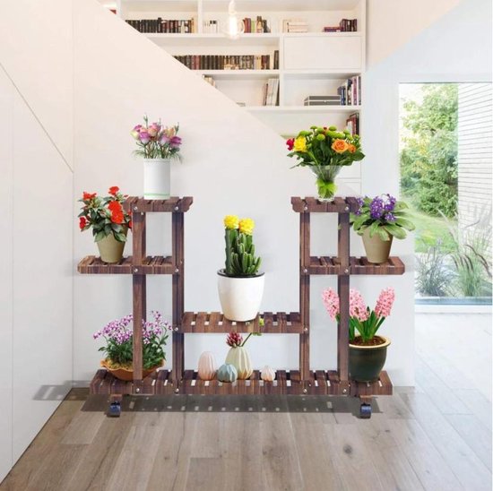 thumbnail: EDA Plantenroller Op Wieltjes - Ø 30 Cm, 5 Multidirectionele Wielen, Draagt Tot 150 Kg - Steenlook Design, Leisteen Grijs