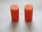 2x Rustik lys kaars cylinder, 70X135mm, Red orange