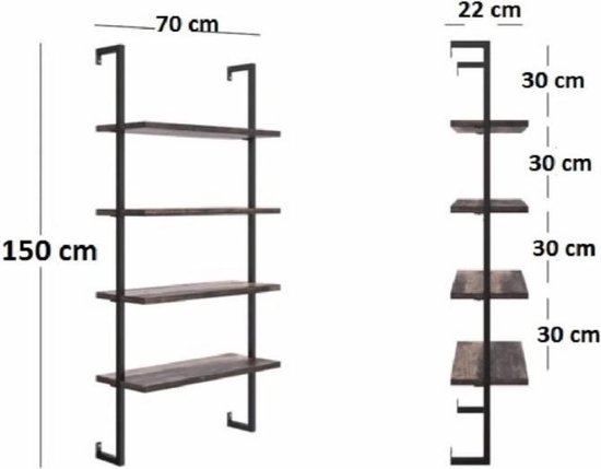 Top Honderd Hangkast / boekenkast met massieve / houten planken