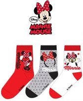 Minnie Mouse | 3 Paar | Wit | Grijs | Rood | Maat 27-30