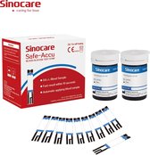 Sinocare Bloedglucosemeter/bloedglucose Diabetescontrolekit met codevrij strips x 50 en pijnloze lancetten x 50 - in mg/dL (Safe Accu) (50 strips)