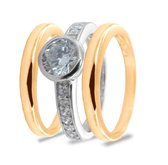 Silventi 943283871-54 Zilveren Ringen - Dames - 3 Ringen - Zirkonia - 7 mm - Glad - Los - Maat 54 - Rhodium - Gold Plated (Verguld / Goud op Zilver)