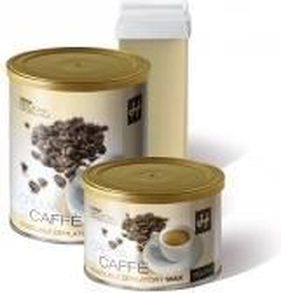 Holiday Striphars set Coffee cream | Ontharingswax | Can strip wax coffee cream 400 ml , 5 smalle + 5 brede spatels + 50 harsstrips