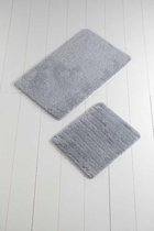 Nerge.be | Luxe Acryl Badmat Set van 2, Handgemaakt | Colors Of Grey 60x100cm - 50x60cm | Antibacterieel | Natuurlijke latex