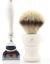 5 Rand Scheren Scheermes Kit met Origineele Borstel Het beste in Kwaliteit (Safety Razor and Shaving Brush)
