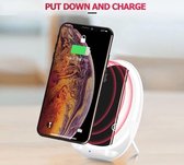 3-in-1 Make-up spiegel met draadloze oplader - 10W Qi charger -  met ingebouwde LED-verlichting