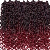 Goddess Faux Locs Braids Hair vlechthaar 16"zwart donker rood