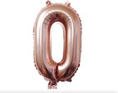 Folie Cijferballon 82cm Rosé Goud - Cijfer Ballon 0 - Ballon Rosé nul Kind Volwassen Verjaardag Bruiloft Decor Party