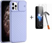 GSMNed – iPhone 12 Pro Max Paars – hoogwaardig siliconen Case Paars – iPhone 12 Pro Max Paars – hoesje voor iPhone Paars – shockproof – camera bescherming – met screenprotector iPh