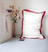 Mori Concept - Delight zijden kussensloop - 50x75 - Creme + Cherry Rood - 100% Moerbei zijde –Mulberry Silk Pillowcase