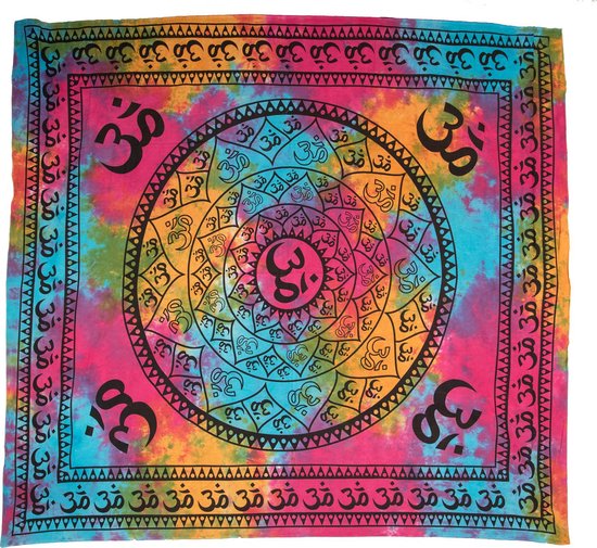 Mandala Kleed - Ohm 30 - Kleurrijk - 215 x 225 CM - Wandkleed - Wanddecoratie - Picknickkleed - Tapestry