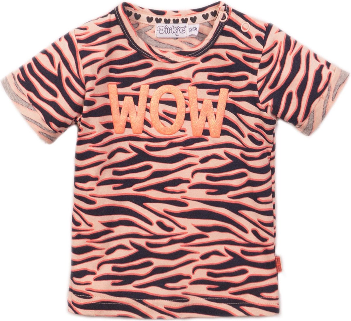 Dirkje baby meisjes t-shirt WOW Peach Navy