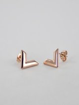 Oorbel stud V-shape - Rosé goud