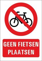 Geen fietsen plaatsen sticker met tekst 210 x 297 mm