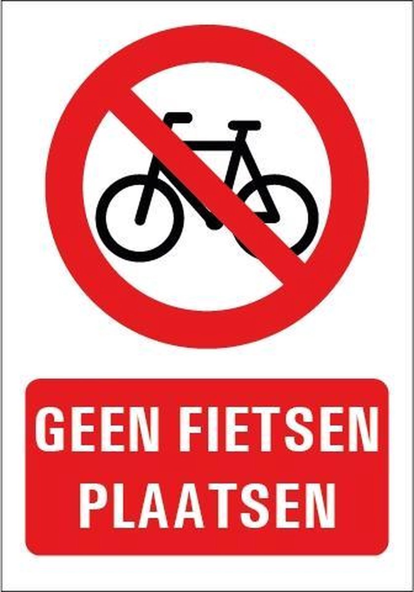 Afbeelding van product Merkloos / Sans marque  Geen fietsen plaatsen sticker met tekst 210 x 297 mm