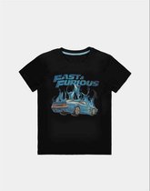 The Fast And The Furious Heren Tshirt -2XL- Blue Flames Zwart