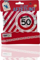 3BMT Afzetlint - markeerlint rood wit - 50 - verjaardag - 10 meter