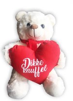 pluche beer 30cm met hartkussen tekst 'DIKKE KNUFFEL'