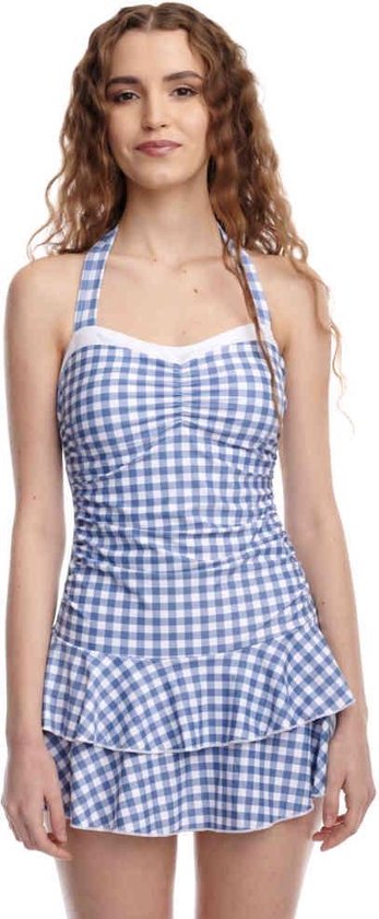 Pussy Deluxe - Blue Plaid Badpak - S - Blauw