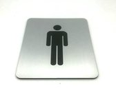 Deurbordje - WC bordje - WC - Toiletbord - Bordje - RVS Look - Pictogram – Heren - Man - Zelfklevend – 10 cm x 12 cm x 1,6 mm - 5 Jaar Garantie