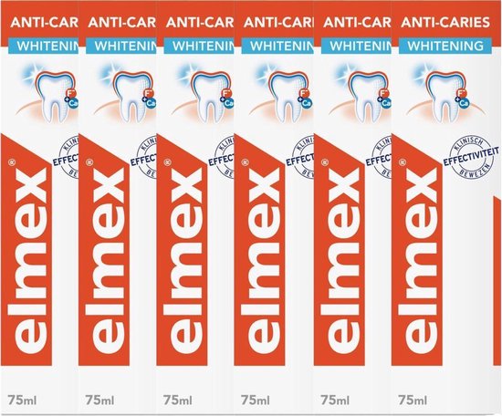Elmex - Tandpasta - Anti-Cariës Whitening met Aminfluoride - 6 x 75 ML - Voordeelverpakking