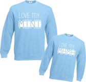 Sweater dames-lichtblauw Love my mini-twinnen met jouw kleine jongen-Maat L