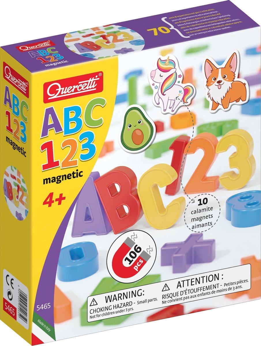 Quercetti Magneet Cijfers en Letters + 10 Figuren 106-delig — afbeelding 2