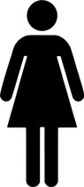 Dames toilet symbool - zwart - 7 cm x 15 cm - deursticker - DAMES WC - Toiletpictogram - kantoor
