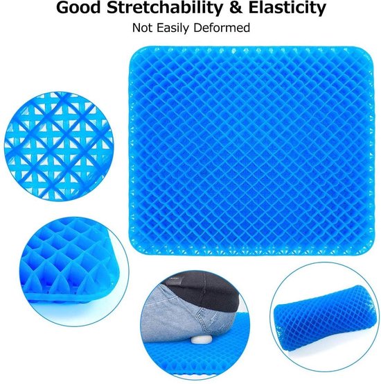 Fuegobird - Coussin Ergonomique - kussen de Siège Orthopédique - Structure Nid d' Abeille Double Couche - Avec Housse de Coussin - Blauw