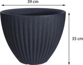 Bloempot antraciet met ribbel ø39 cm | Hoogte 35 cm