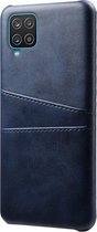 Samsung Galaxy A12 - M12 hoesje - MobyDefend Lederen Backcover Met Vakjes Voor Pasjes - Blauw - GSM Hoesje - Telefoonhoesje Geschikt Voor Samsung Galaxy A12 - Galaxy M12