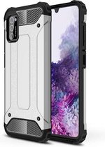 Samsung Galaxy A02s hoesje, MobyDefend Dubbelgelaagde Shockproof Pantsercase, Zilvergrijs | GSM Hoesje / Telefoonhoesje Geschikt Voor: Samsung Galaxy A02s