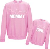 Sweater lichtroze mama-Most beautiful mommy-twinnen-Maat L