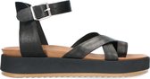 Sacha - Dames - Zwarte leren plateau sandalen - Maat 38