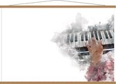 Schoolplaat – Tekening van Vervaagde Piano - 120x80cm Foto op Textielposter (Wanddecoratie op Schoolplaat)