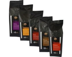 Koffiebonen Proefpakket - 5 x 250 gram - inclusief 100% arabica melanges