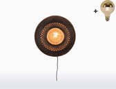 Wandlamp - PALAWAN - Zwart/Naturel Bamboe - Small (40x15cm) - Met LED-lamp