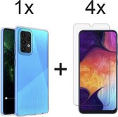 Samsung A32 4G hoesje transparant - Samsung Galaxy A32 4G hoesje case siliconen hoesjes cover hoes - 4x Samsung A32 4G Screenprotector