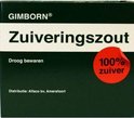 Gimborn Zuiveringszout, met tekst 'Droog bewaren' en rode cirkel '100% zuiver'.