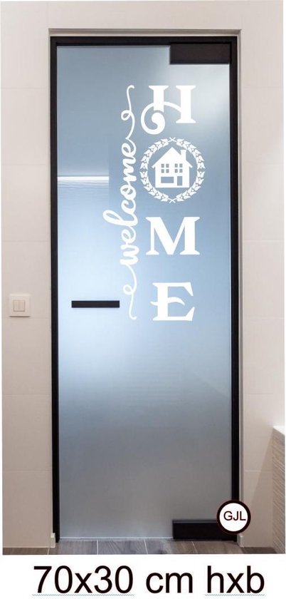 Muur - Raam - Deur -sticker Home - Welkom  - Spiegel - Ramen - Wand - Decoratief  -Woonkamer - Slaapkamer - Hal - Kleur wit 70 x 30 cm